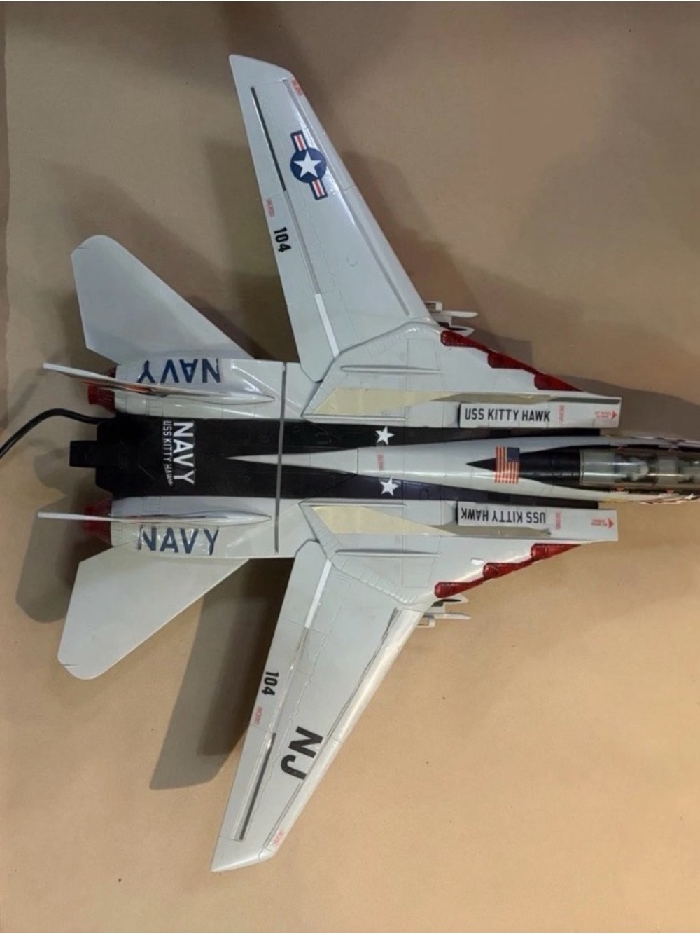 Vintage 1990 Bright Tomcat F-14 Corded Remote Control Kitty Hawk Jet Tested Read